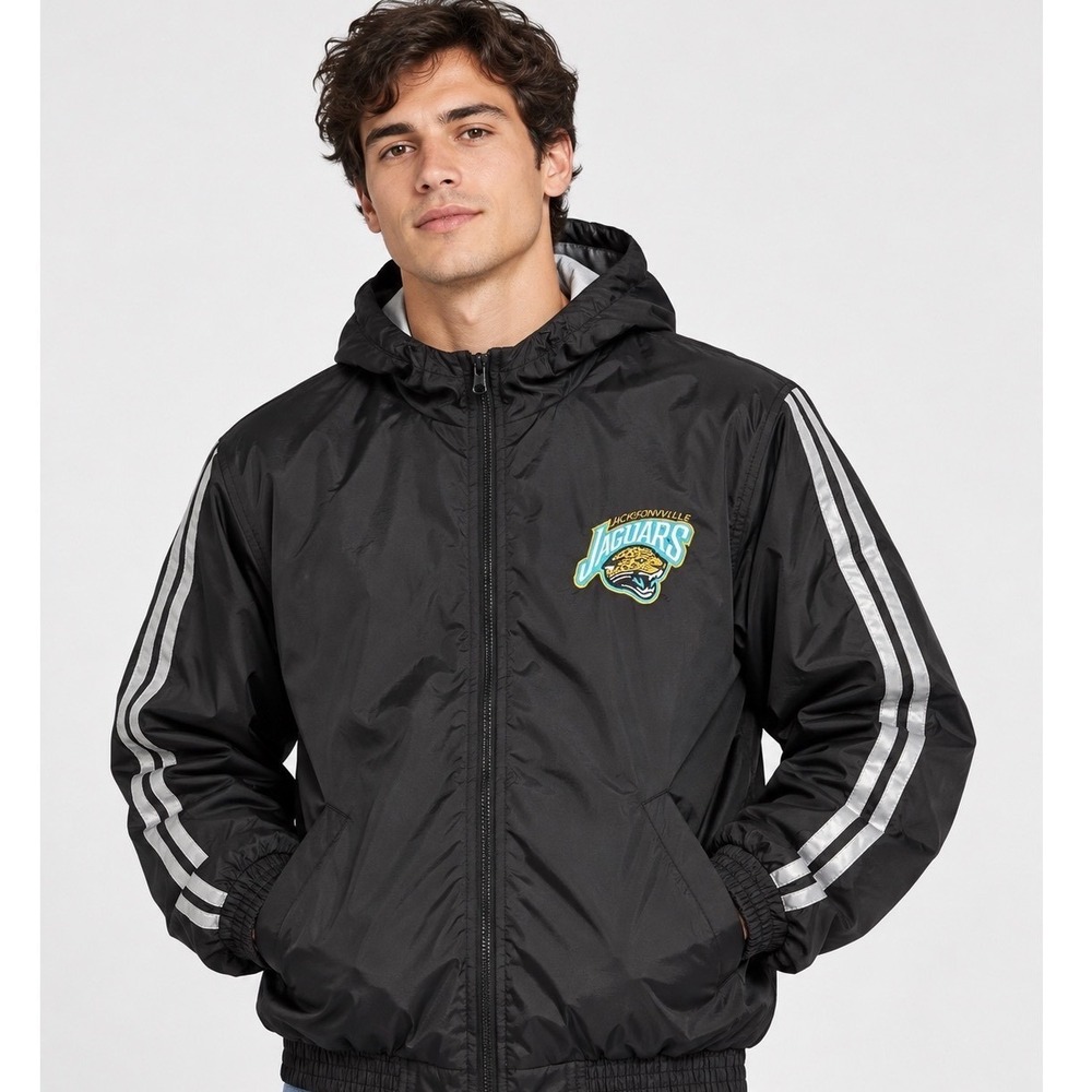 NFL Jacksonville Jaguars Reversible Windbreaker Jacket Large Black NWOT Hooded